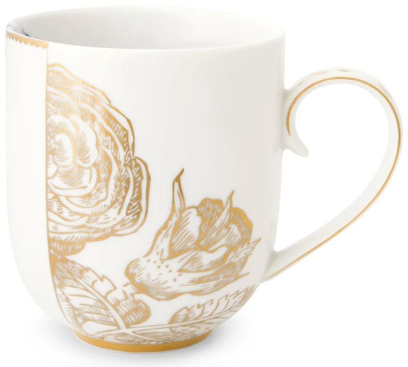 PIP STUDIO Royal White Becher mit Henkel gross 0,325 l