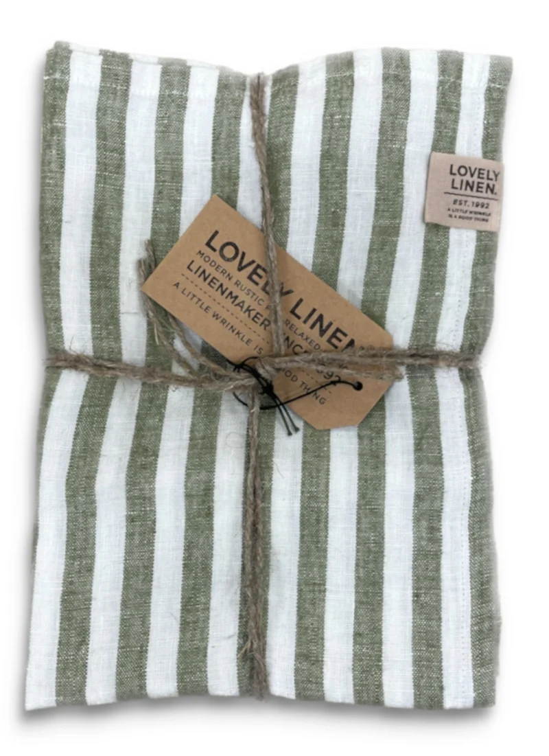 Lovely Linen Misty Tischläufer Leinen edge jeep green 45x150cm