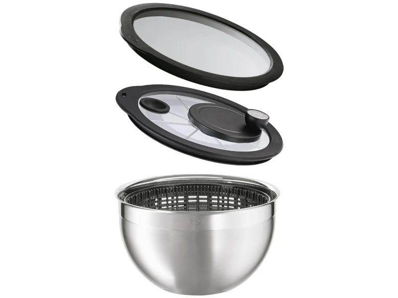 Rösle Salatschleuder mit Glasdeckel u. Frischhaltedeckel