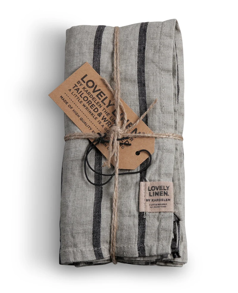Lovely Linen Stripe Serviette Leinen black (1 Stück)