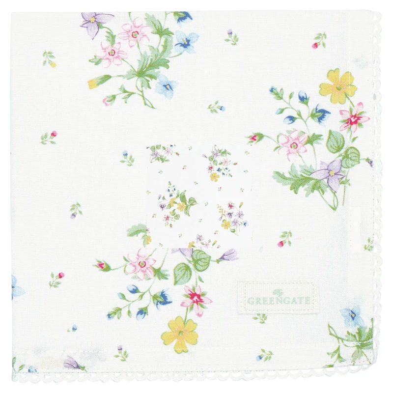 Greengate Fiola Stoffserviette mit Spitze white 40 x 40 cm