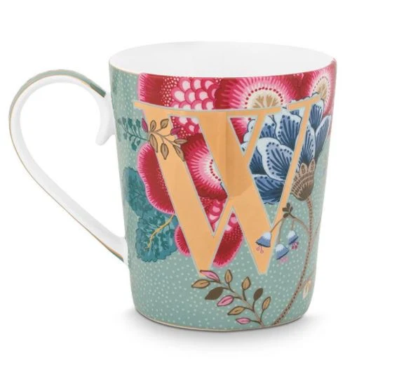 PIP STUDIO Floral Fantasy Alphabet Becher light blue W 0,35 l