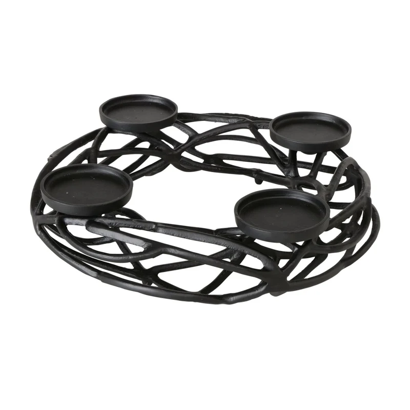 Boltze Ringval Kerzenleuchter schwarz 41cm (1 Stück)