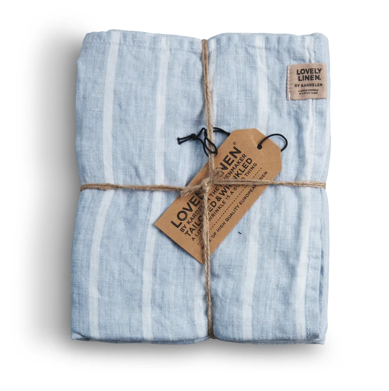 Lovely Linen Stripe Tischläufer Leinen sky 47 x 150 cm