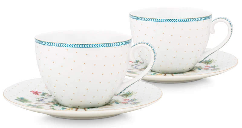 PIP STUDIO Jolie Dots Gold Tasse & Untertasse Set2