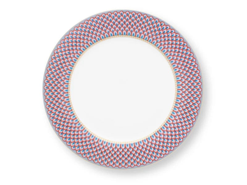 PIP STUDIO Flower Fest. Scallop Teller LightBlue/red 26,5cm