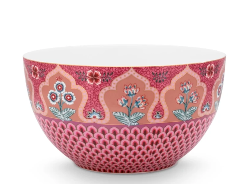 PIP STUDIO Flower Festival scallop deco Bowl dark pink 18 cm