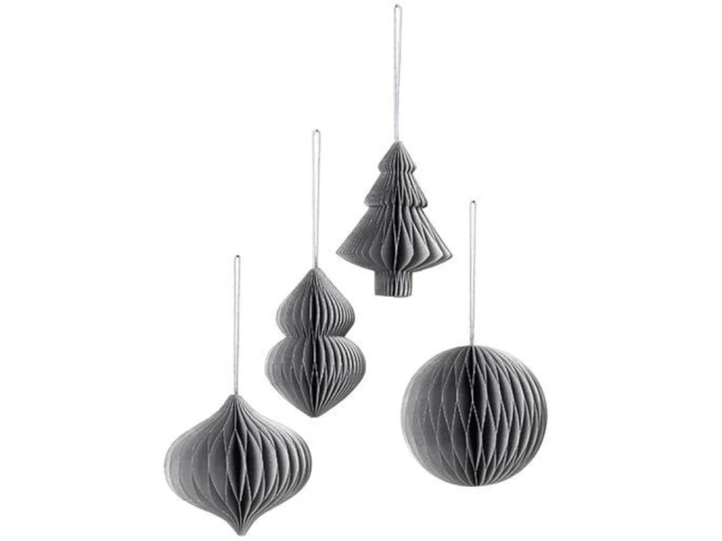Broste Copenhagen CHRISTMAS MIX Papierhänger silver Set4
