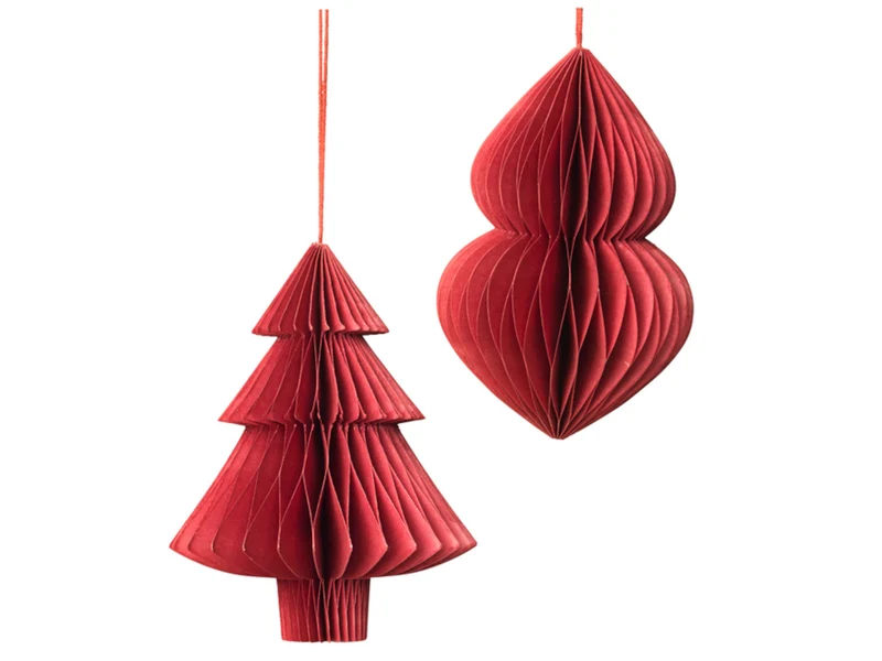 Broste Copenhagen CHRISTMAS MIX Papierhänger pompeian red Set2