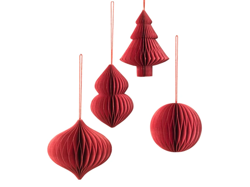 Broste Copenhagen CHRISTMAS MIX Papierhänger pompeian red Set4
