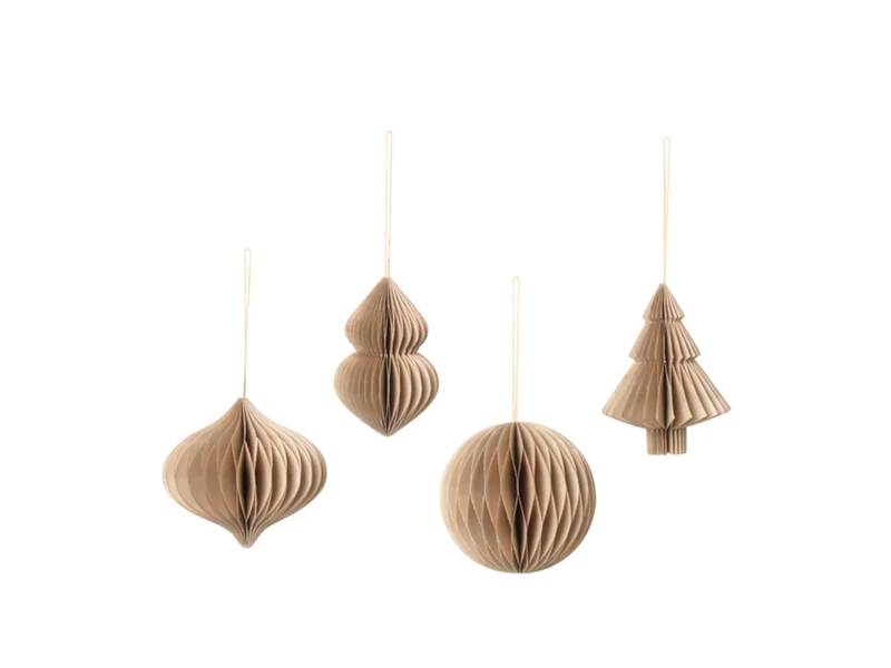 Broste Copenhagen CHRISTMAS MIX Papierhänger natural brown Set4