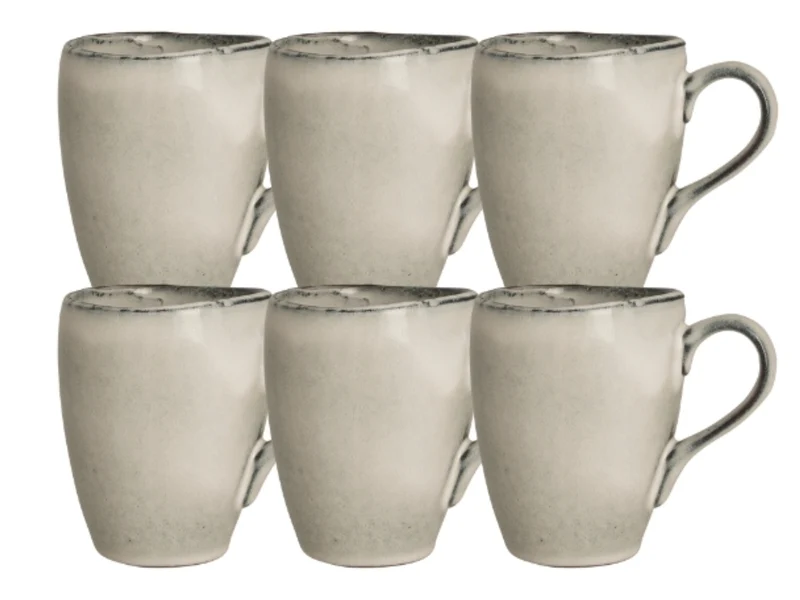 Broste Copenhagen NORDIC SAND Becher mit Henkel 0,25 l Set6