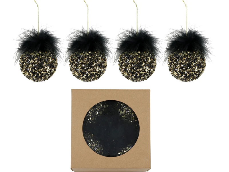 Hoff-Interieur Vintage Box Black Beauty schwarz 8 cm Set4