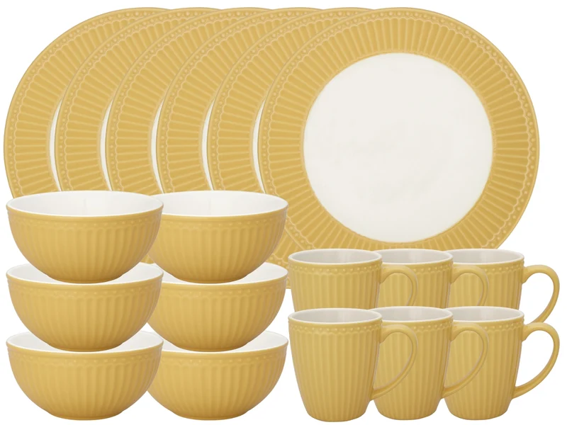Greengate Alice Frühstücksset honey mustard 18tlg