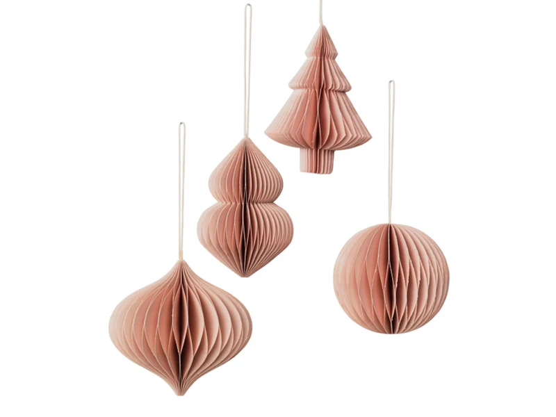 Broste Copenhagen CHRISTMAS MIX Papierhänger dusty pink Set4