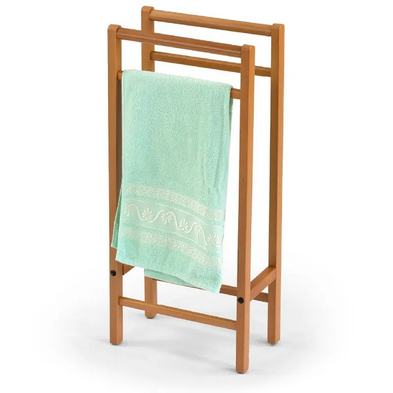 ARIT Salvi – Handtuchständer aus massiver Buche mit 2 Haltern, 34 × 19 × 77 cm, Kirschbaumfarbe