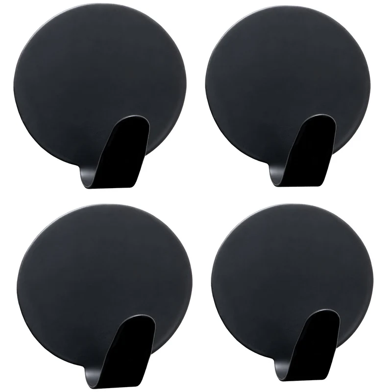 Tatkraft Crew – Selbstklebende Haken, 4er-Pack, Edelstahl, Schwarz.