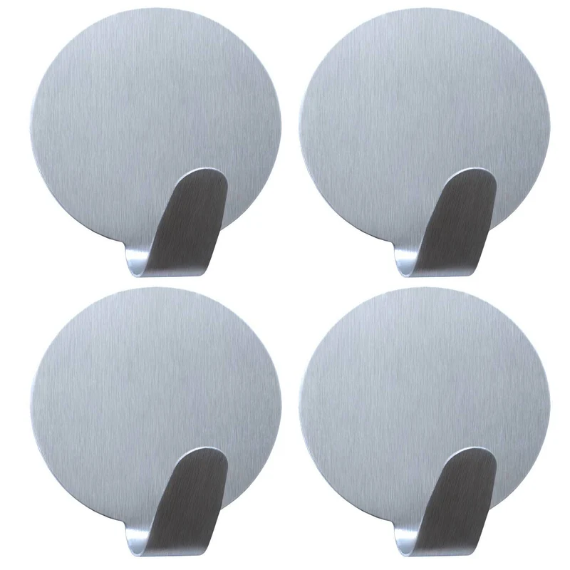 Tatkraft Band – Selbstklebende Haken, 4er-Pack, Edelstahl, Silber.