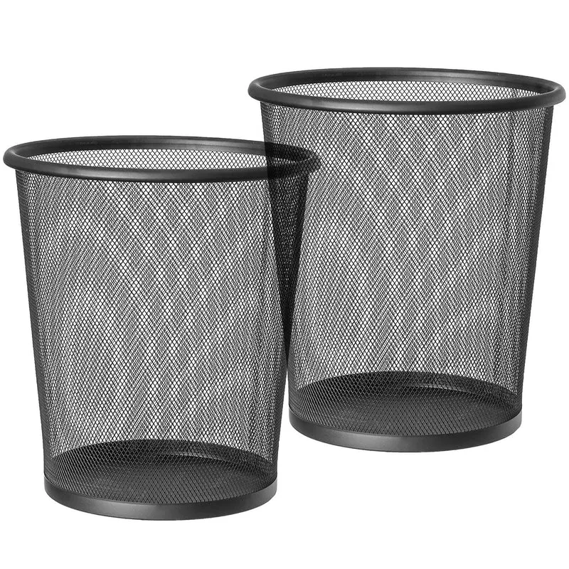 art moon Mesh - 2 Stück, Papierkorb, Papiereimer büro, Mülleimer, Höhe 29.5 cm, 12 L, pulverbeschichtetem Stahl, Schwarz