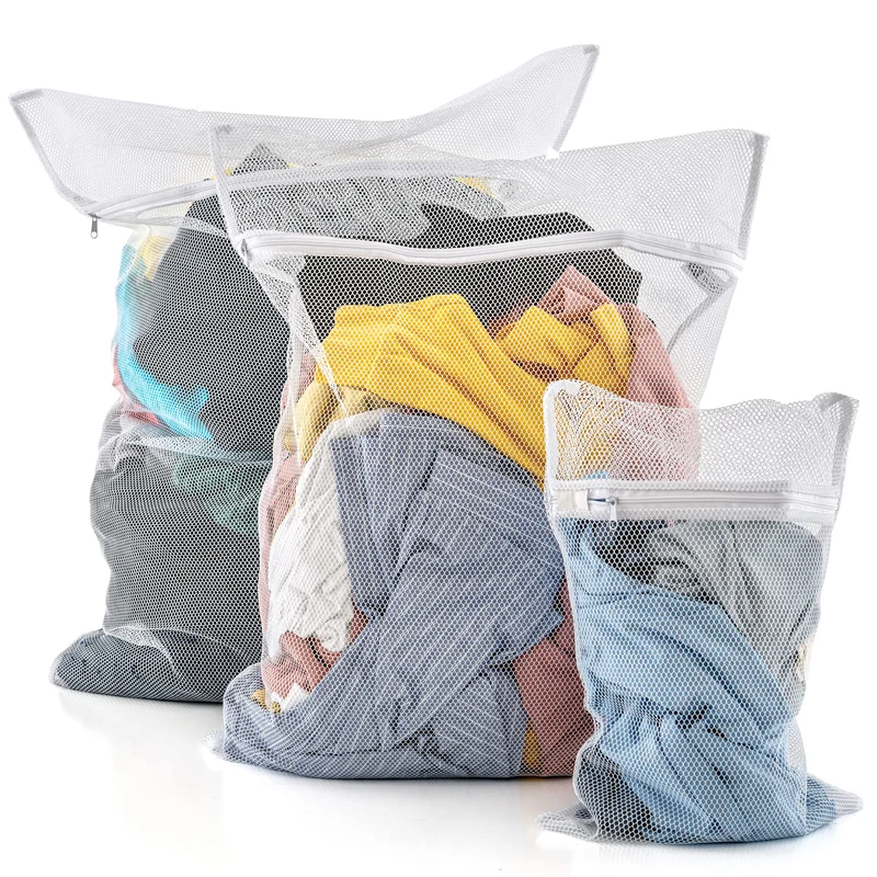 art moon Trio 3 Stück Wäschesack für Waschmaschine 3er Set - 60x90cm(5 kg), 70x50cm(3 kg) , 50x40cm(1 kg), Ideal für Feinwäsche, Unterwäsche, Mäntel
