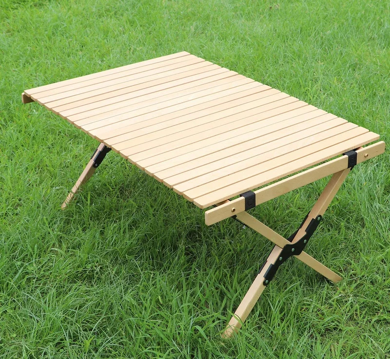 Tortenrolle Tragbarer faltbarer Picknicktisch aus Holz im Freien Pic