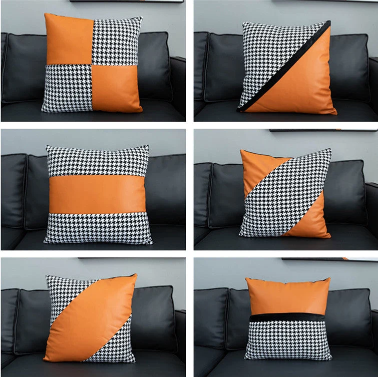 Kunstleder Dekokissenbezüge 18x18 Zoll/45X45cm 6er Set