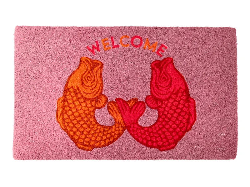 Giftcompany Fußmatte Welcome Kois lila/orange 45x75cm