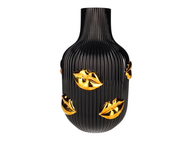 Giftcompany L'amour Vase Lippen Gold schwarz 30cm