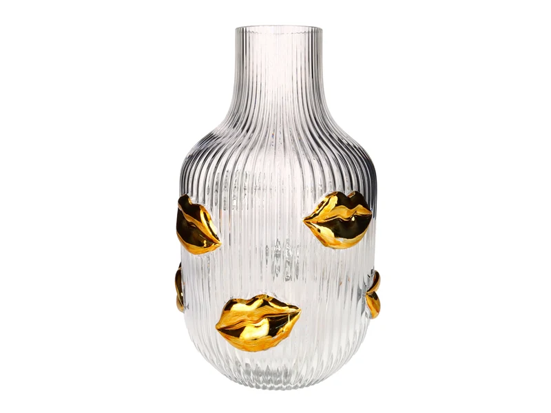 Giftcompany L'amour Vase Lippen Gold transparent 30cm