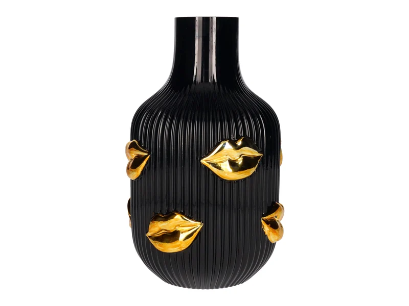 Giftcompany L'amour Vase Lippen Gold schwarz 25cm