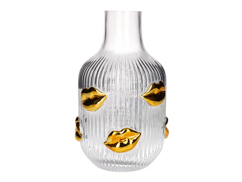 Giftcompany L'amour Vase Lippen Gold transparent 25cm