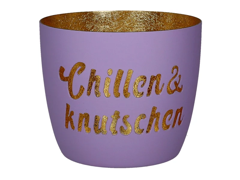 Giftcompany Madras Windlicht M Chillen & knutschen lila/gold 8,5cm