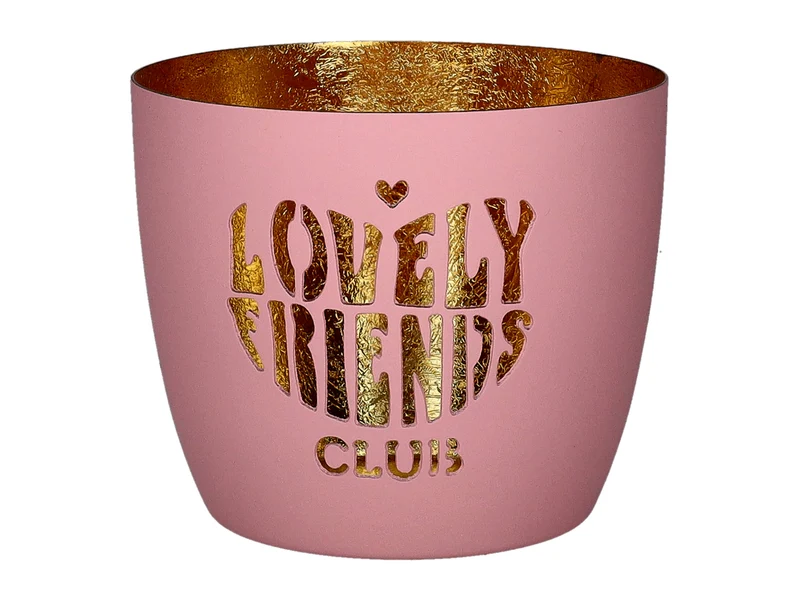 Giftcompany Madras Windlicht M Lovely friends club rosa/gold 8,5cm