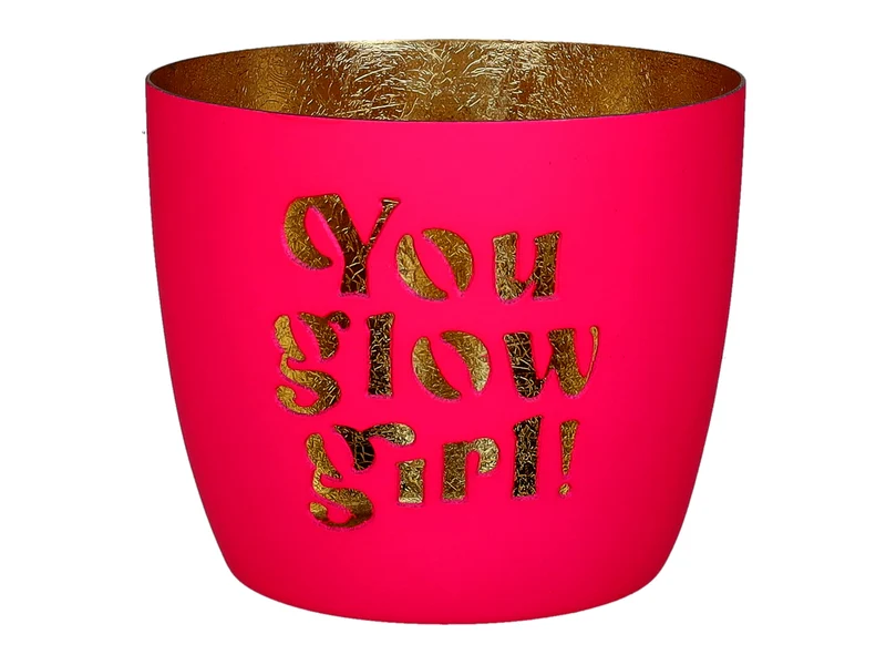 Giftcompany Madras Windlicht M You glow girl hot pink/gold 8,5cm