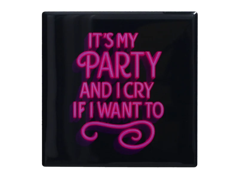 Giftcompany Love Tiles Untersetzer It's my Party schwarz/neon pink 11x11cm