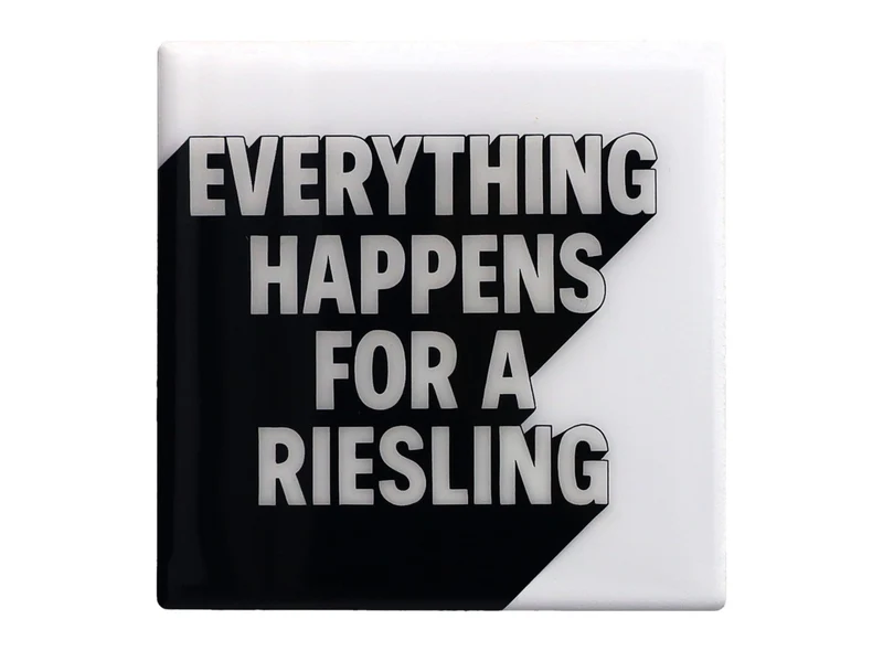 Giftcompany Love Tiles Untersetzer Everything happens for a Riesling schwarz/weiß 11x11cm