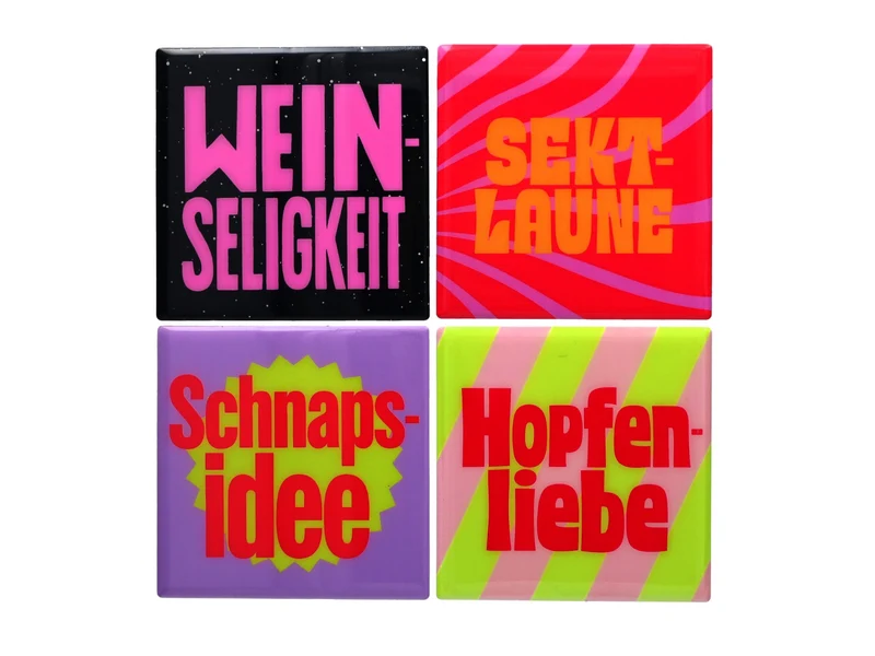 Giftcompany Love Tiles Untersetzer Schnapsdrossel 22x22cm Set 4tlg