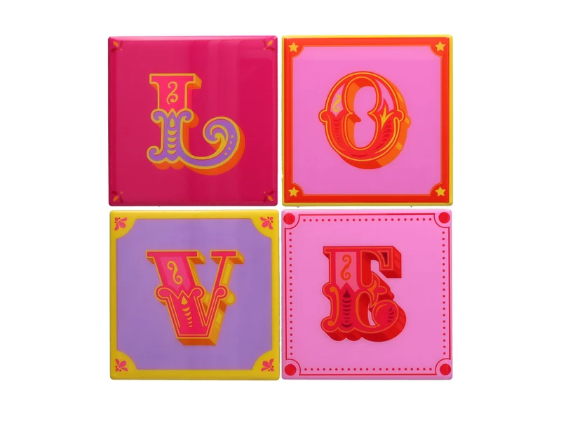 Giftcompany Love Tiles Untersetzer Love rosa 44x11cm Set 4tlg