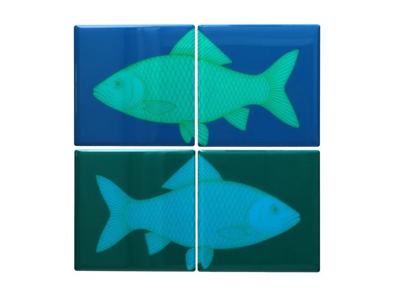 Giftcompany Love Tiles Untersetzer Fische blau/grün 22x22cm Set 4tlg