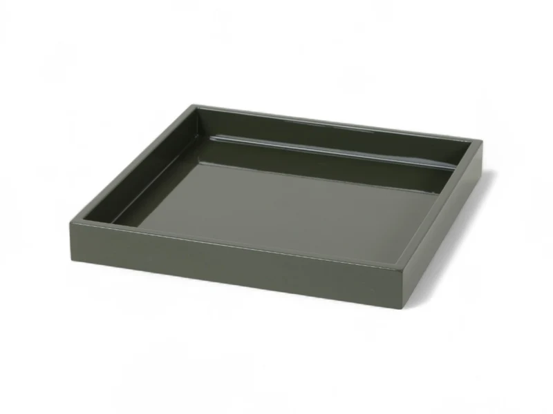albert L. (punkt) Lacquer-Tablett grüngrau 20x20cm