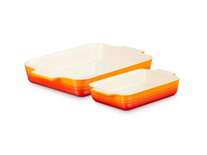 Le Creuset Auflaufform Klassik rechteckig ofenrot 25/32cm Set 2tlg