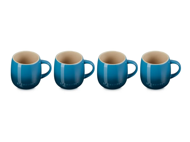 Le Creuset Becher mit Henkel deep teal 0,37l Set 4tlg