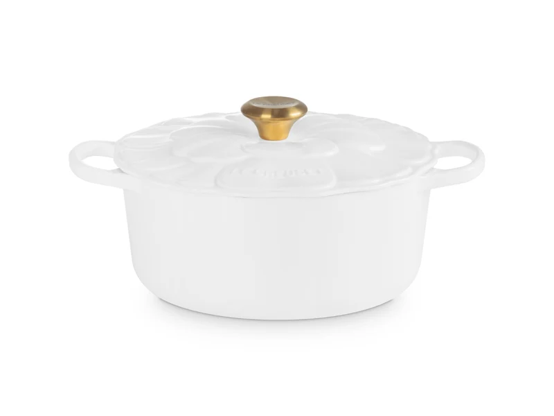 Le Creuset Bräter Blume Signature rund weiß 26cm