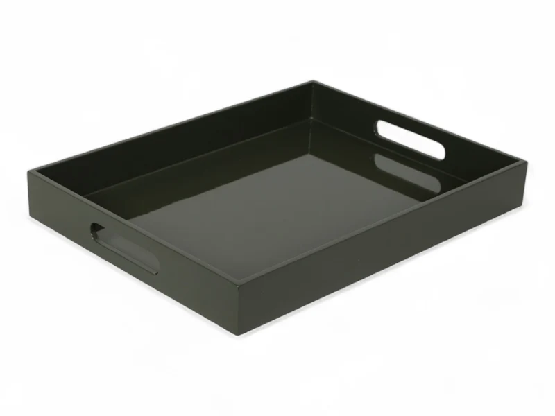 albert L. (punkt) Lacquer-Tablett grüngrau 40x30cm