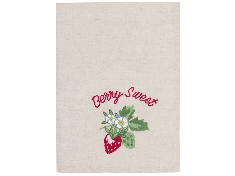 Greengate Berry Geschirrtuch mit Stickerei sand 70x50cm