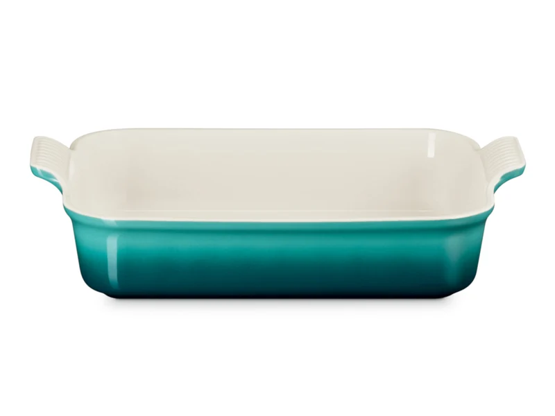 Le Creuset Backform Tradition rechteckig bleu riviera 23cm