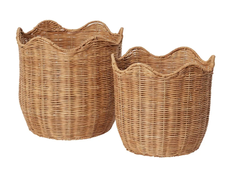 Broste Copenhagen Lola Korb natural brown 35cm Set 2tlg