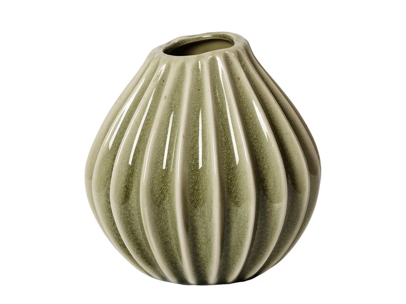 Broste Copenhagen Wide Vase S Dry sage 15cm