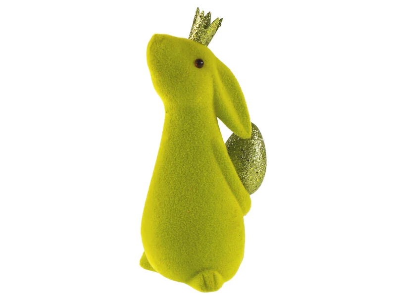 Werner Voß Hase mit Ei beflockt grün 18cm