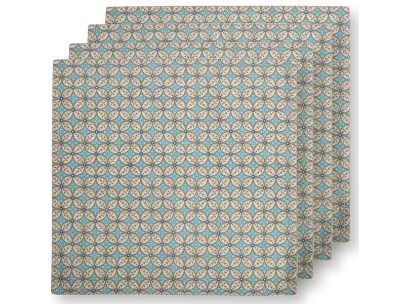 PIP STUDIO Blooming Tales Bustani Khaki-Blue Stoffservietten 40x40cm Set4